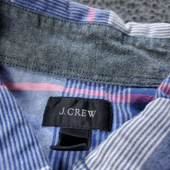 J. Crew Button Shirt Mens L Large Long Sleeve Blue Plaid - Picture 6 of 7